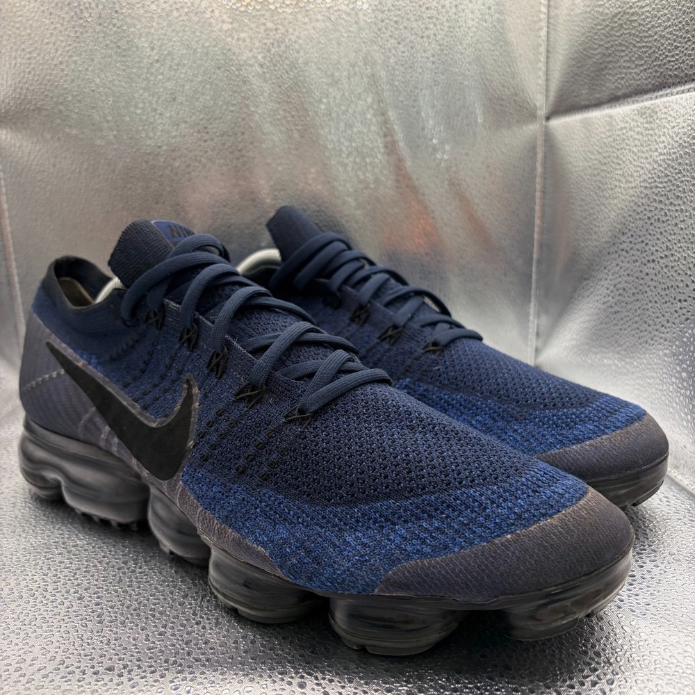 Size 12.5 Nike VaporMax Flyknit Midnight Navy Blue Mens Low Shoes 849558-400